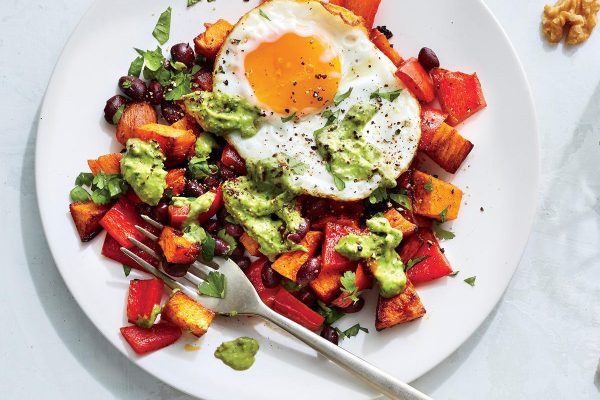 Cooking Light: Southwestern Sweet Potato and Egg Hash, Slow Cooker Creamy Lentil Soup, Pan-Seared Shrimp with Walnut and Herb Gremolata